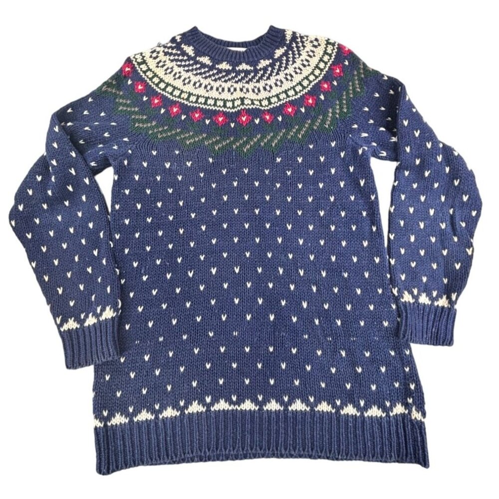 Vtg Illustrations Sweater Knit M Hong Kong Cabin Fever Fair Isle Hearts